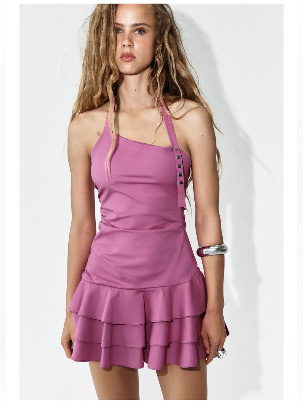 NWT Zara Halter Ruffle Mini Dress